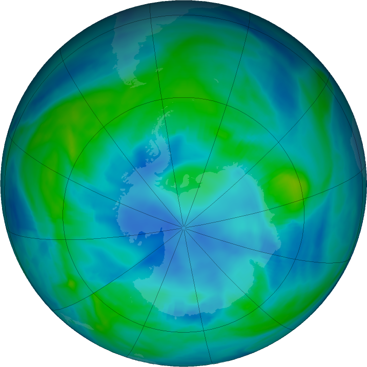 Antarctic ozone map for 28 April 2017